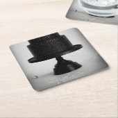 ブラックヴィンテージウェディングケーキ&スタンド スクエアペーパーコースター (アングル)