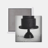 ブラックヴィンテージウェディングケーキ&スタンド マグネット (正面/裏面)