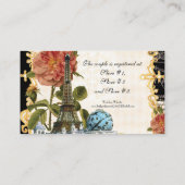 ブラックヴィンテージエッフェルタワーバラギフトレジストリカード エンクロージャーカード (裏面)