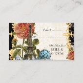 ブラックヴィンテージエッフェルタワーバラシーティング座席表 プレイスカード (裏面)