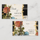 ブラックヴィンテージエッフェルタワーバラシーティング座席表 プレイスカード (正面/裏面)