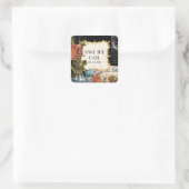 ブラックヴィンテージエッフェルタワーバラ保存日付シール スクエアシール (バッグ)