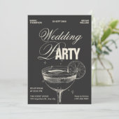 ブラックヴィンテージカクテルウェディングパーティー 招待状 (スタンド正面)
