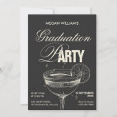 ブラックヴィンテージカクテル卒業パーティー 招待状 (正面)