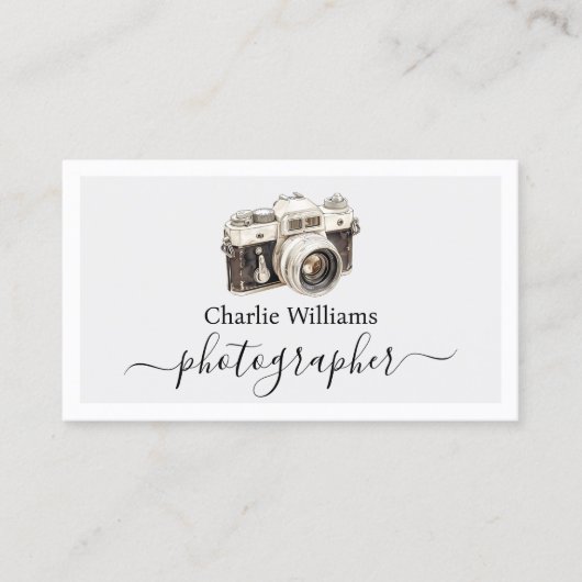 ブラックヴィンテージカメラアート、写真家 名刺 (正面)