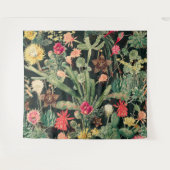 ブラックヴィンテージカラフルサボテン タペストリー (正面(横))