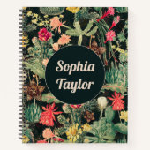 ブラックヴィンテージカラフルサボテン ノートブック (正面)