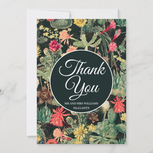 ブラックヴィンテージカラフルサボテン 招待状 (正面)