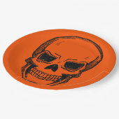 ブラックヴィンテージグリッタースカルハロウィーン ペーパープレート (アングル)