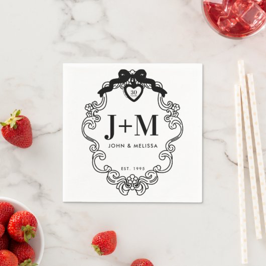 ブラックヴィンテージコケットボウアニバーサリーナプキン スタンダードカクテルナプキン (インサイチュ)