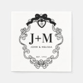 ブラックヴィンテージコケットボウアニバーサリーナプキン スタンダードカクテルナプキン (正面)