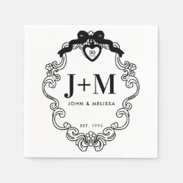 ブラックヴィンテージコケットボウアニバーサリーナプキン スタンダードカクテルナプキン