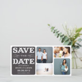 ブラックヴィンテージコラージュ | 結婚式の延期をお知らせします セーブザデート (スタンド正面)
