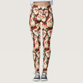 ブラックヴィンテージサンタクロースタータンチェックプレイドクリスマス レギンス (正面)