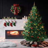 ブラックヴィンテージサンタクロース顔ウォーターカラー ブラッシュドポリエステルツリースカート