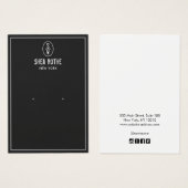 ブラックヴィンテージスタンプモノグラムイヤリングディスプレイカード (正面&裏面)