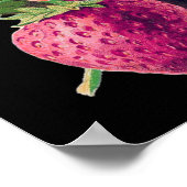 ブラックヴィンテージストロベリーフルーツあなたの名前を追加 ポスター (角)