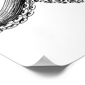 ブラックヴィンテージタコ科学イラストレーション ポスター (角)