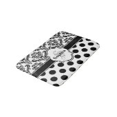 ブラックヴィンテージダマスクキュート水玉模様 バスマット (アングル)