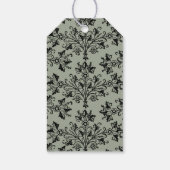 ブラックヴィンテージダマスクパタカスタムーンTHANK YOUラベル ギフトタグ (裏面)