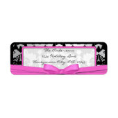 ブラックヴィンテージダマスクピンク&シルバー住所 シール (正面)