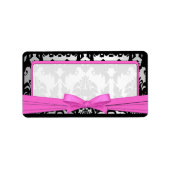 ブラックヴィンテージダマスクピンク&シルバー住所 シール (正面)