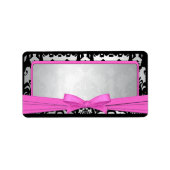 ブラックヴィンテージダマスクピンク&シルバー住所 シール (正面)