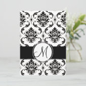 ブラックヴィンテージダマスク結婚式招待状 招待状 (スタンド正面)