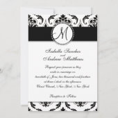 ブラックヴィンテージダマスク結婚式招待状 招待状 (裏面)
