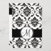 ブラックヴィンテージダマスク結婚式招待状 招待状 (正面/裏面)