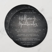 ブラックヴィンテージハロウィーンスポオクタキュラースクエア/ラウンド 招待状 (正面/裏面)