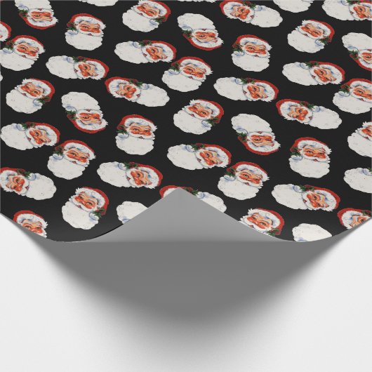 ブラックヴィンテージビクトリアンクリスマスサンタクロース ラッピングペーパー (角)