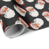 ブラックヴィンテージビクトリアンクリスマスサンタクロース ラッピングペーパー (ロールコーナー)