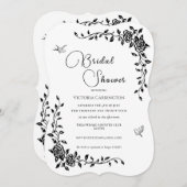 ブラックヴィンテージフローラブライダルシャワー招待 招待状 (正面/裏面)