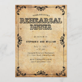 ブラックヴィンテージフローラリハーサルディナーカード 招待状