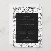 ブラックヴィンテージフローラリハーサルディナー 案内状 (正面)