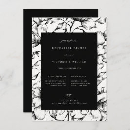 ブラックヴィンテージフローラリハーサルディナー 案内状