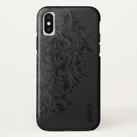 ブラックヴィンテージフローラレース Case-Mate iPhoneケース (裏面)