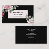 ブラックヴィンテージフローラ名刺 名刺 (正面/裏面)