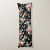 ブラックヴィンテージフローラ抱き枕 ボディピロー (裏面 (縦))