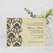ブラックヴィンテージフローラ旋回結婚式招待状 セーブザデート (スタンド正面)