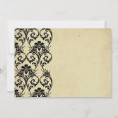 ブラックヴィンテージフローラ旋回結婚式招待状 セーブザデート (裏面)