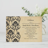 ブラックヴィンテージフローラ旋回結婚式招待状 招待状 (スタンド正面)