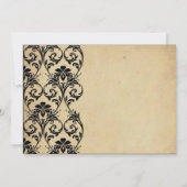 ブラックヴィンテージフローラ旋回結婚式招待状 招待状 (裏面)