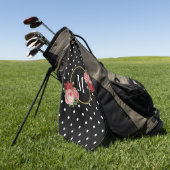 ブラックヴィンテージフローラ水玉模様バラおもしろいモノグラム ゴルフタオル (グリーン)