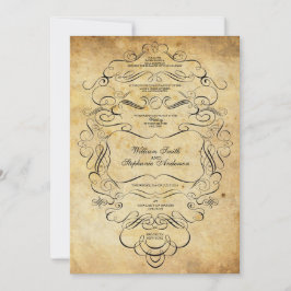 ブラックヴィンテージフローラ華美結婚式招待状 招待状