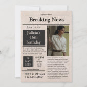 ブラックヴィンテージブレイクニュースフォーマルクラシック 招待状 (正面)