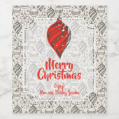 ブラックヴィンテージホリデークリスマスツリーオーナメント ワインラベル (シングルラベル)