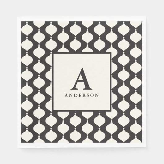 ブラックヴィンテージボーブルクリスマスパーティー スタンダードランチョンナプキン (正面)