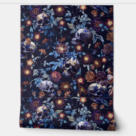 ブラックヴィンテージミスティックスカル&バラガーデン 壁紙